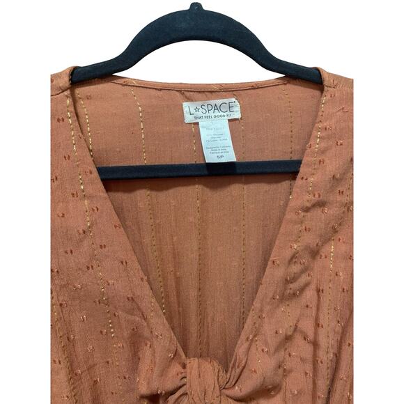L*Space Stay Golden Metallic Boho Mini Dress Orange Size Small - Picture 4 of 7